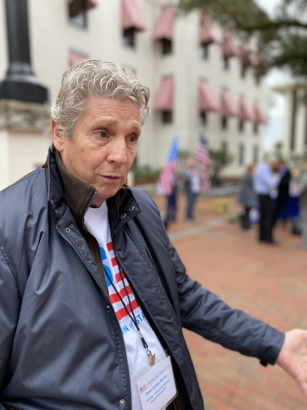 Peter Barber, a volunteer activist for the COS movement in Florida, District 85, at the Rally in Tally on February 8, 2022.