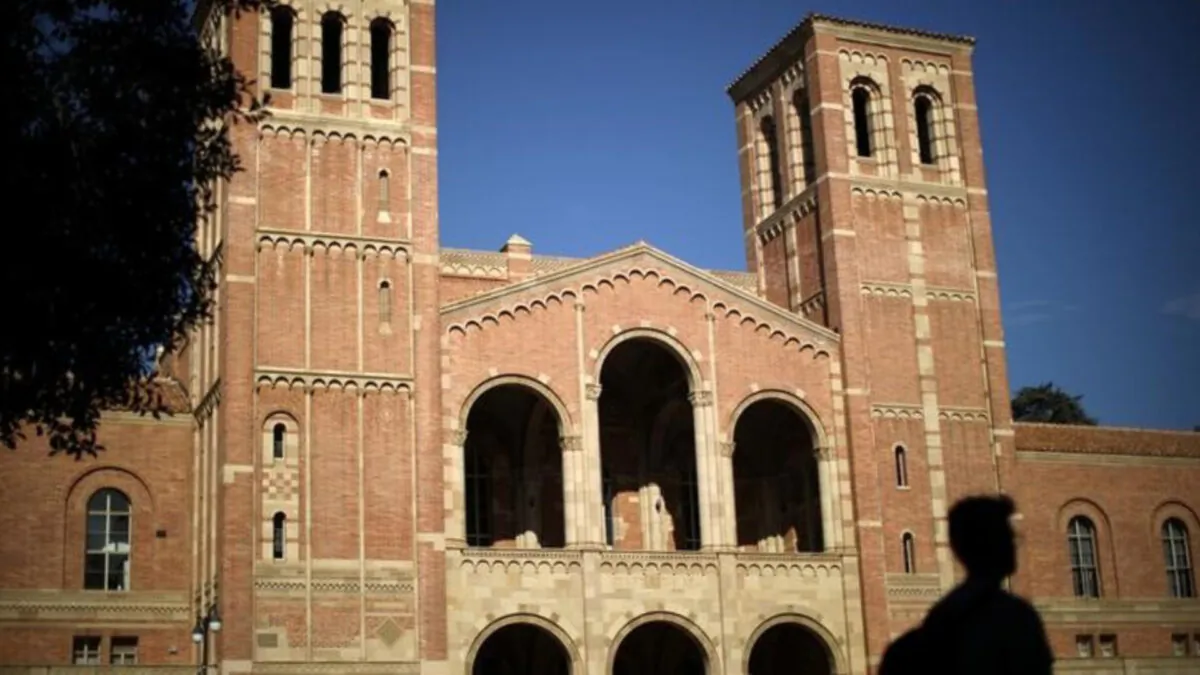 A student walks past Royce Hall on the University of California Los Angeles (UCLA), Calif., on Nov. 15, 2017. (Lucy Nicholson/Reuters)
