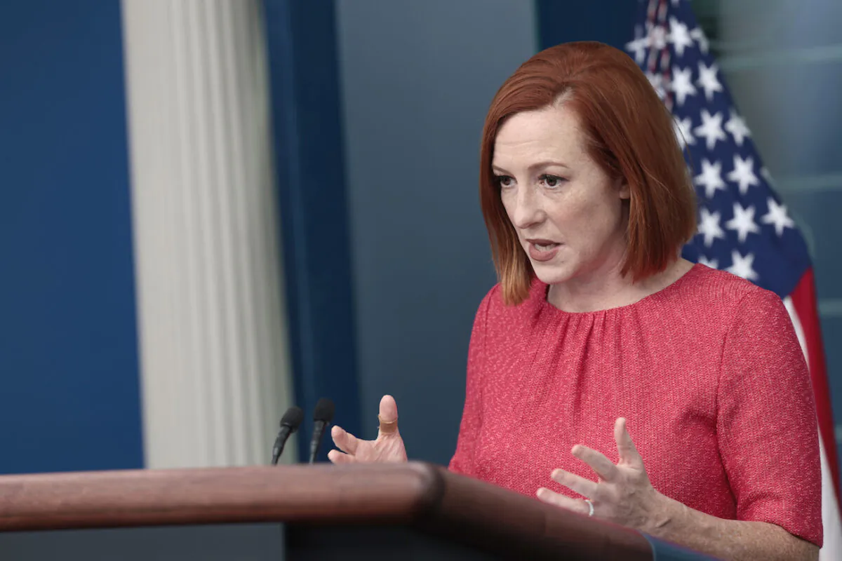 White House press secretary Jen Psaki speaks during the daily White House press briefing in Washington on Feb. 9, 2022. (Anna Moneymaker/Getty Images)