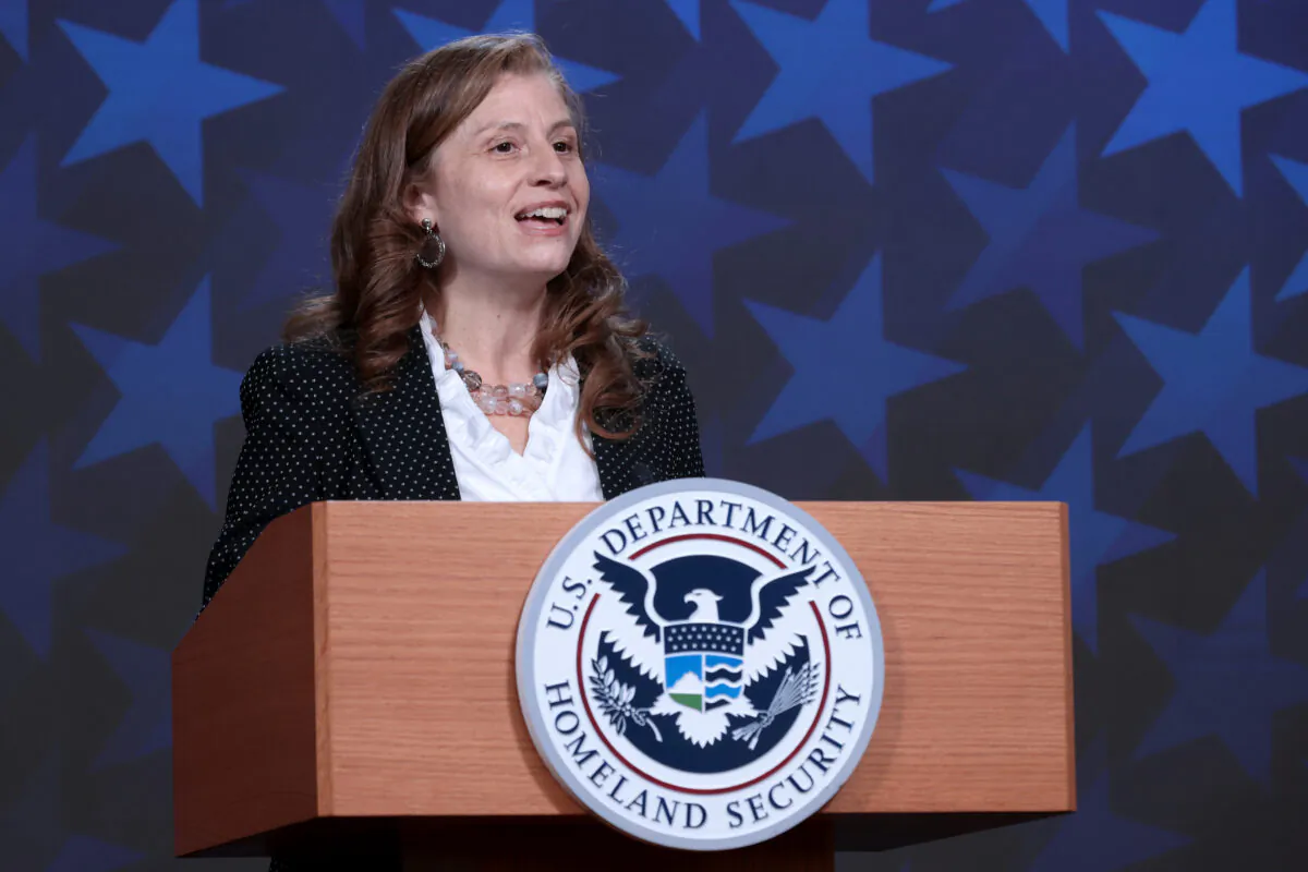 U.S. Citizenship and Immigration Services Director Ur Jaddou delivers remarks during an event in Camp Springs, Md., on Nov. 9, 2021. (Chip Somodevilla/Getty Images)