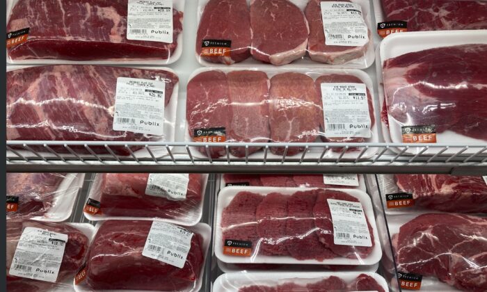 A selection of beef cuts is displayed at a Publix Supermarket in Miami on Oct. 20, 2021. (Marta Lavandier/AP Photo)