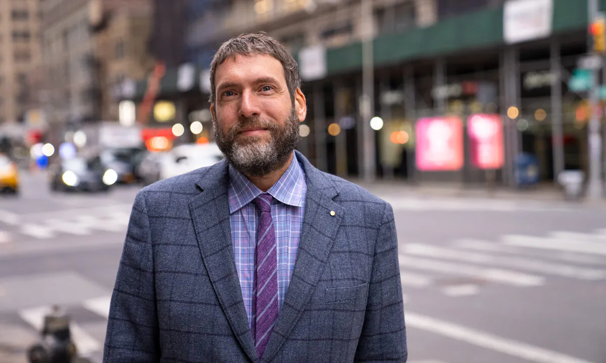 Liel Leibovitz, a senior writer for Tablet magazine and a host of the "Unorthodox" podcast, in New York on Jan. 3, 2022. (Jack Wang/The Epoch Times)