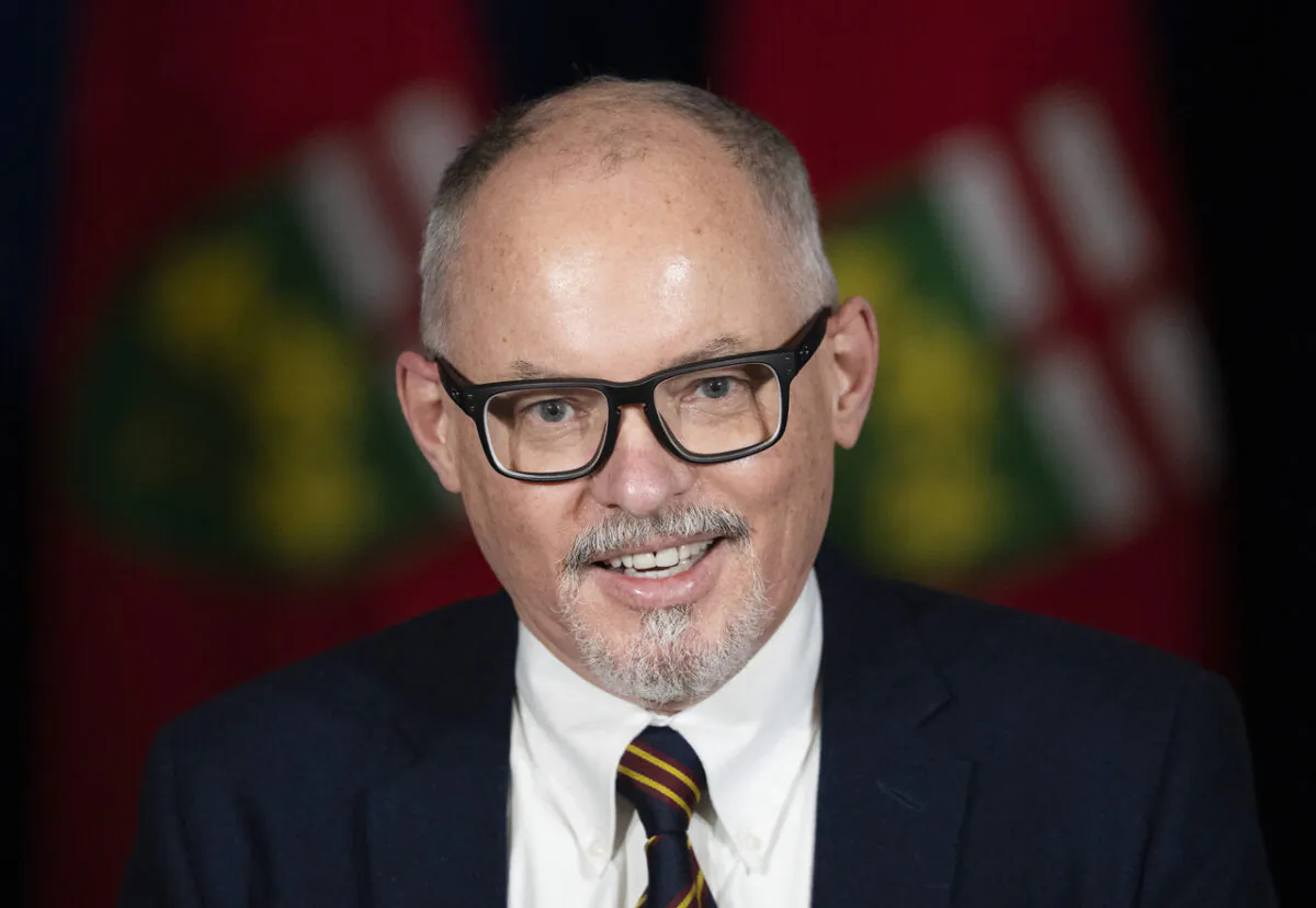 Kieran Moore, Ontario's chief medical officer of Health, speaks at a press conference at Queen’s Park regarding the easing of restrictions during the COVID-19 pandemic, in Toronto on Jan. 20, 2022. (Nathan Denette/The Canadian Press)
