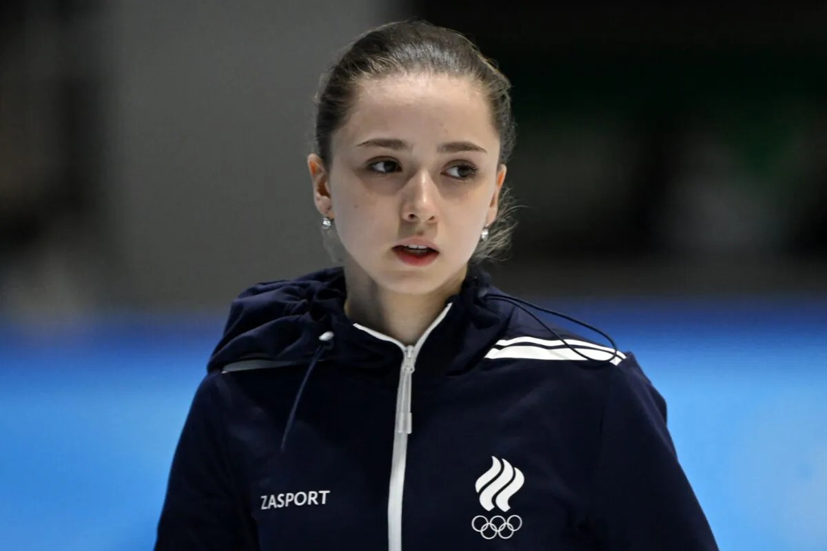 Russia's Kamila Valieva attends a training session prior the Figure Skating Event at the Beijing 2022 Olympic Games in Beijing on Feb. 12, 2022. (Manan Vatsyayana/AFP via Getty Images)