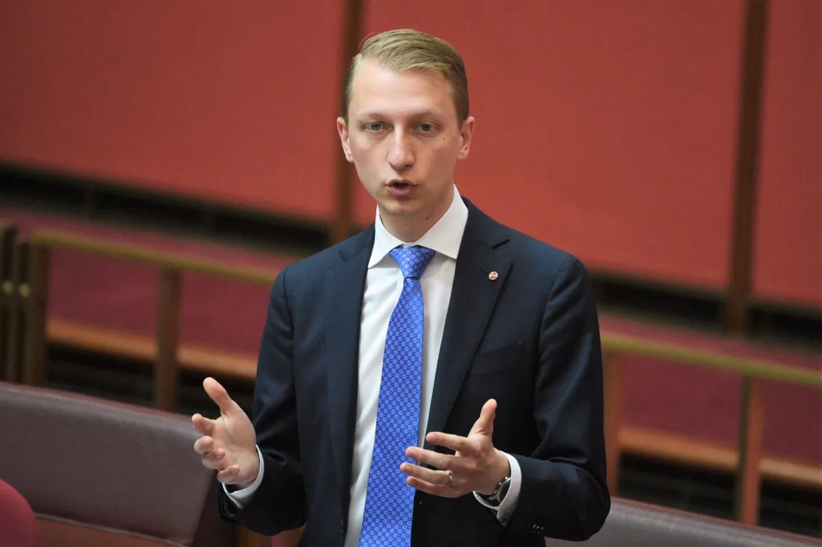 Liberal Senator James Paterson in the Senate at Parliament House in Canberra, Australia, on Nov. 21, 2016. (AAP Image/Mick Tsikas) 