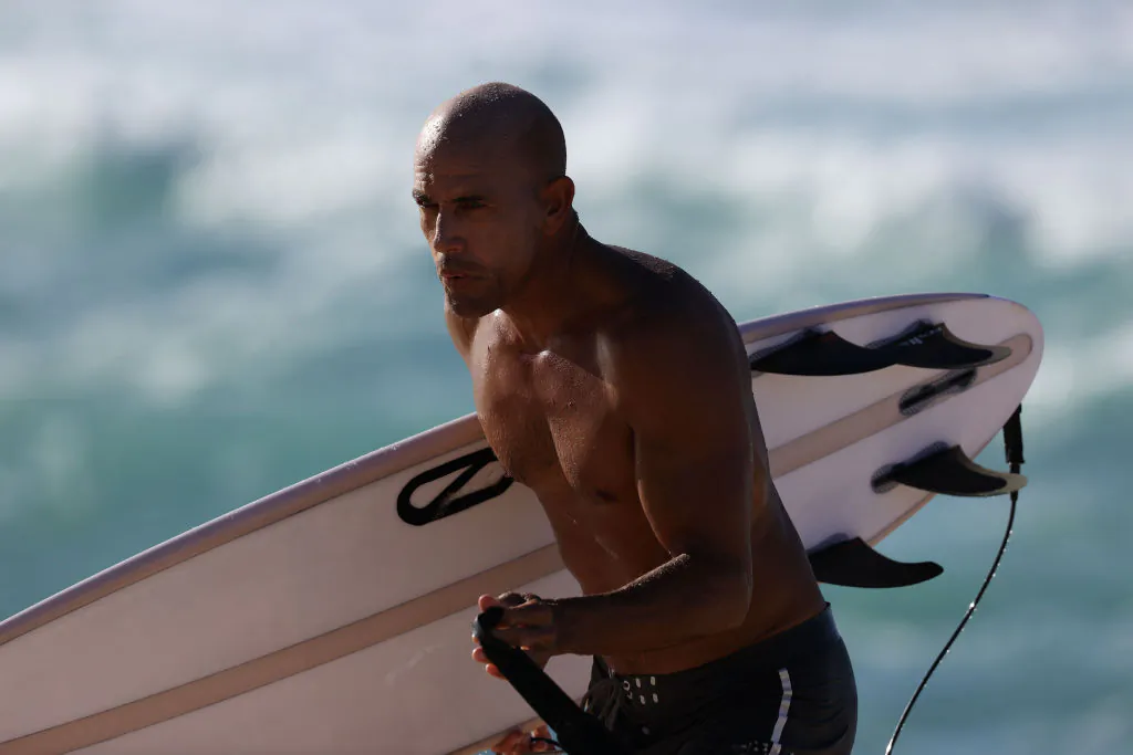 Pro surfer Kelly Slater at Banzai Pipeline in Haleiwa, Hawaii on January 11, 2021.  (Photo by Gregory Shamus/Getty Images)