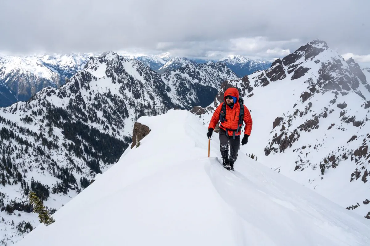 Nate Brown on a snowy ridgeline in the Olympic mountains. (Courtesy of Nate Brown)