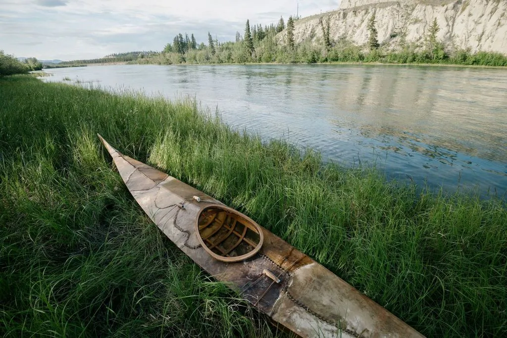 Kiliii Yuyan made this kayak from sealskin according to the traditions of the Nanai people, natives of the Arctic and Subarctic regions. (Kiliii Yuyan)