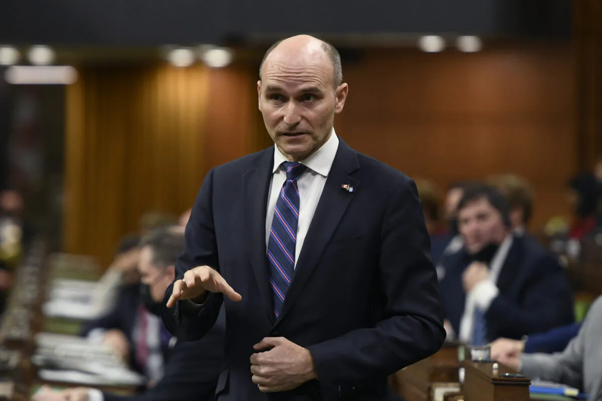 Minister of Health Jean-Yves Duclos rises during Question Period in the House of Commons on Parliament Hill in Ottawa on Feb. 10, 2022. (The Canadian Press/Justin Tang)