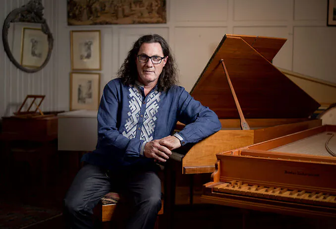 Richard Auber is the third owner of Zuckermann Harpsichord. (Lux Aeterna Photography for American Essence)