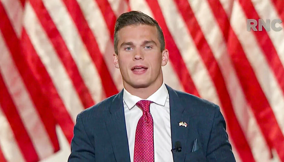 In this screenshot from the RNC’s livestream of the 2020 Republican National Convention, North Carolina congressional nominee Madison Cawthorn addresses the virtual convention on Aug. 26, 2020. (Courtesy of the Committee on Arrangements for the 2020 Republican National Committee via Getty Images)