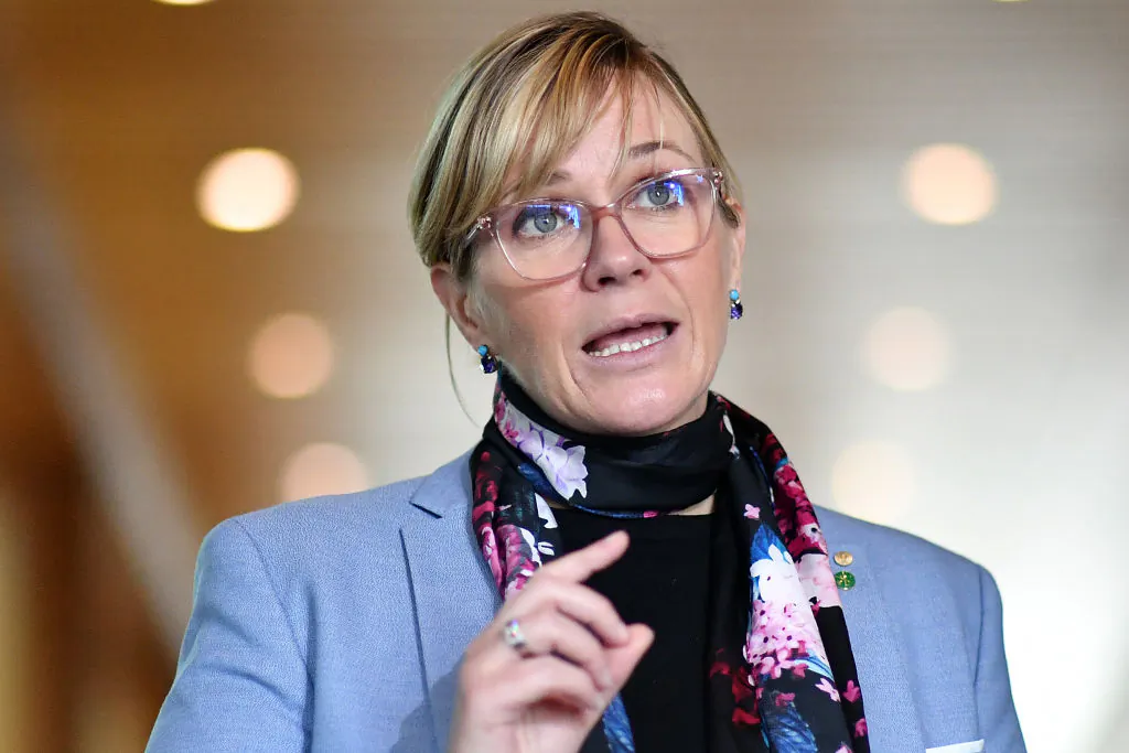Federal Member for Warringah Zali Steggall during a press conference at Parliament House in Canberra, Australia, on June 22, 2021. (Sam Mooy/Getty Images)