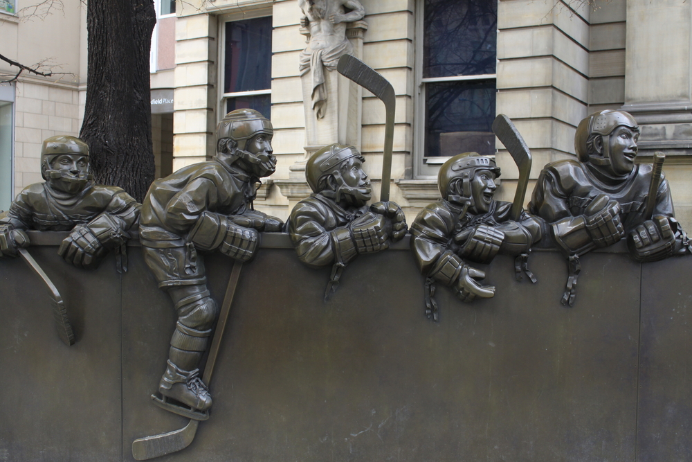 Toronto,-,April,22:,Bronze,Sculpture,Entitled,'our,Game',By