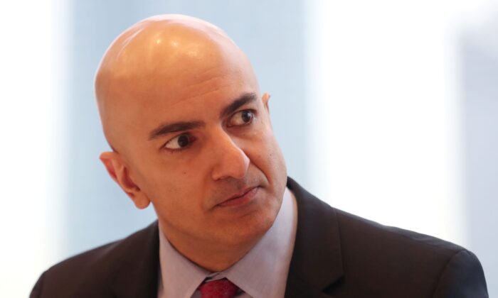 President of the Federal Reserve Bank on Minneapolis Neel Kashkari listens to a question during an interview in New York on March 29, 2019. (Shannon Stapleton/Reuters)