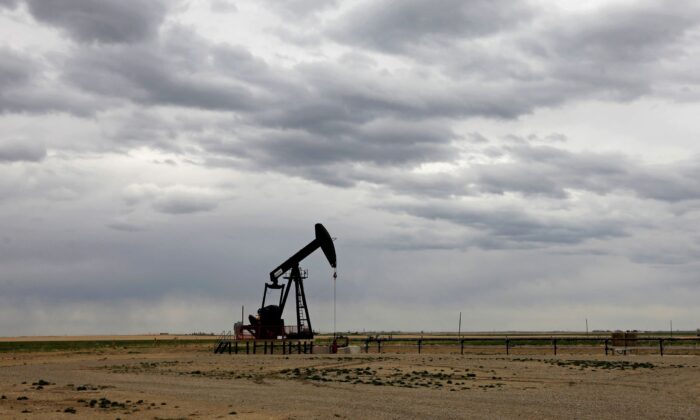 An oil & gas pump jack is seen near Granum, Alberta, Canada, on May 6, 2020. (Todd Korol/Reuters)