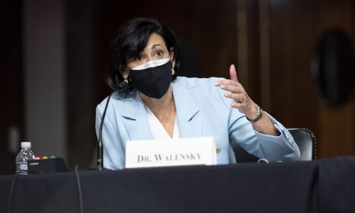 Dr. Rochelle Walensky, head of the Centers for Disease Control and Prevention, speaks during a congressional hearing in Washington in a file photo. (Greg Nash/Pool/Getty Images)