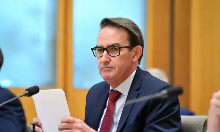 Secretary to the Treasury Dr Steven Kennedy during Senate Estimates at Parliament House in Canberra, Australia, on Nov. 10, 2020. (AAP Image/Mick Tsikas)