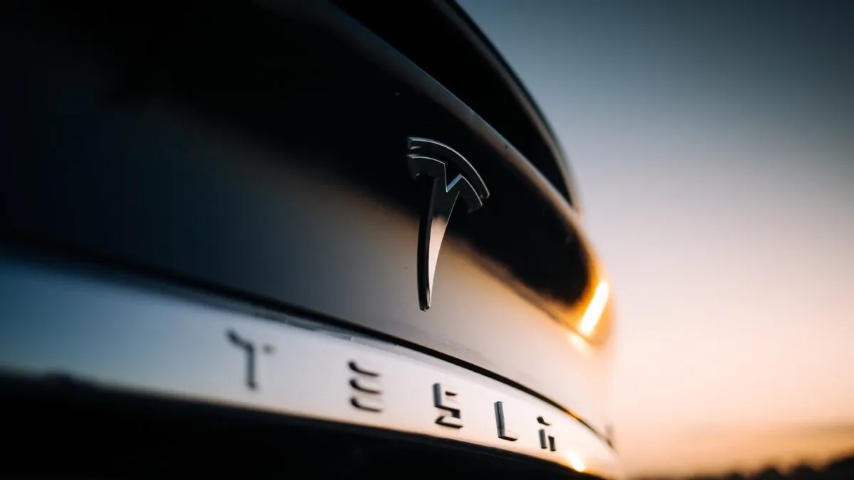 Tesla Model X P100D logo at the rear trunk. (Moose/Adobe Stock)