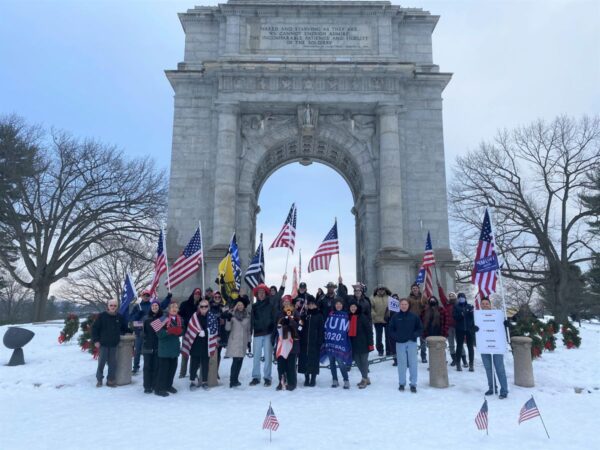 A 2020 rally at the National Memorial Arch in Valley Forge National Historical Park, Valley Forge, Penn.