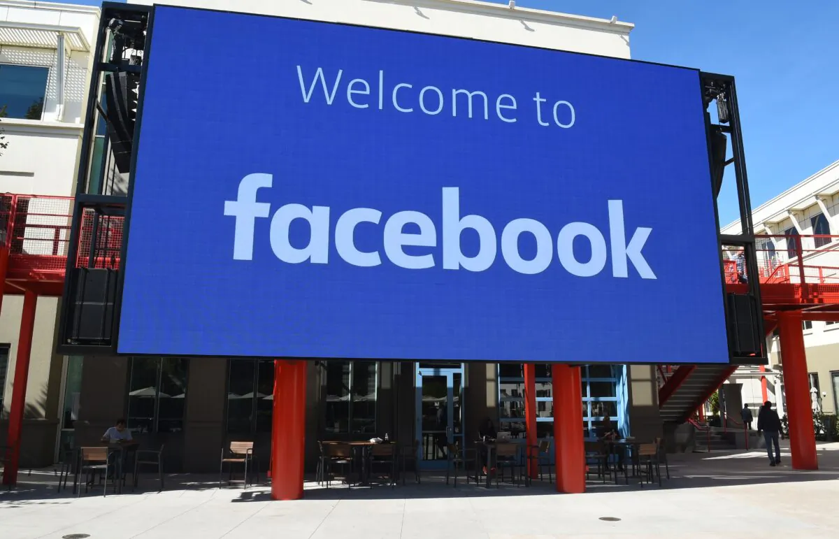 A Facebook digital sign is seen in Menlo Park, Calif., on Oct. 23, 2019. (Josh Edelson/AFP via Getty Images)
