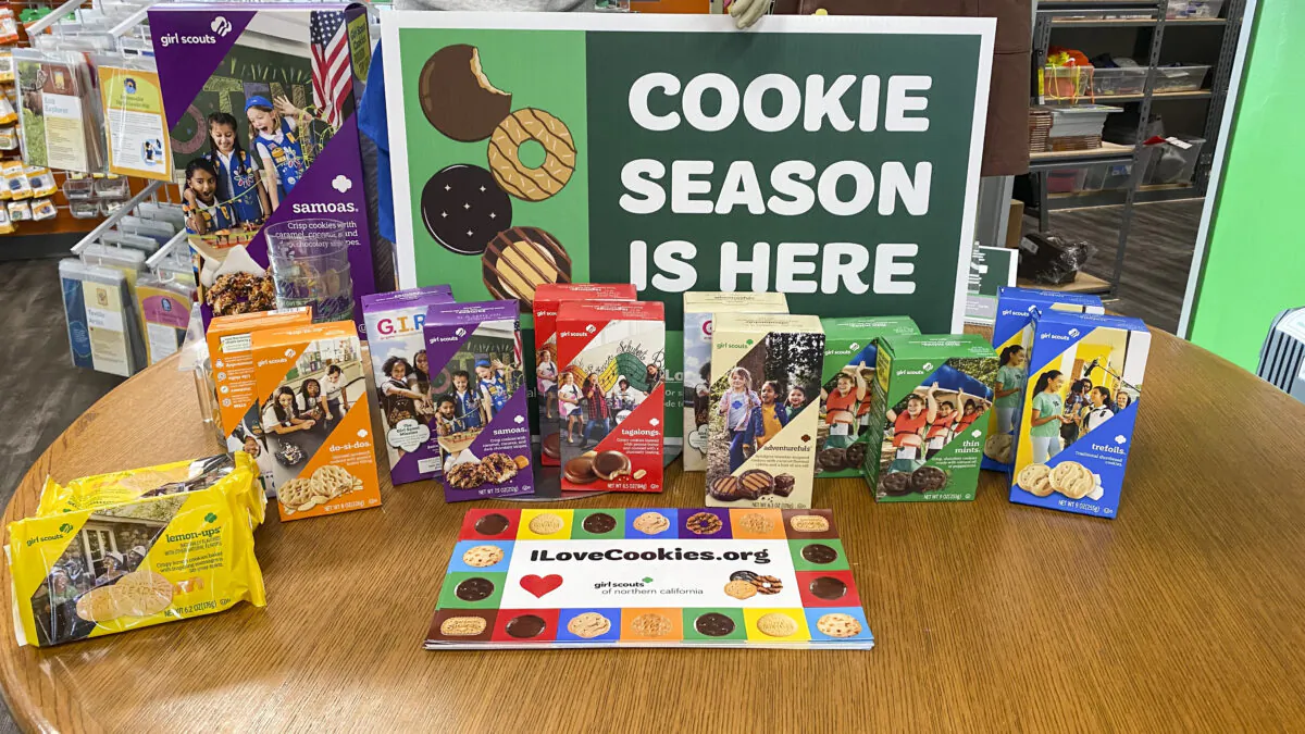 Cookies are ready for ordering at the Girl Scouts of Northern California San Jose Office on Feb. 14, 2022. (Ilene Eng/The Epoch Times)