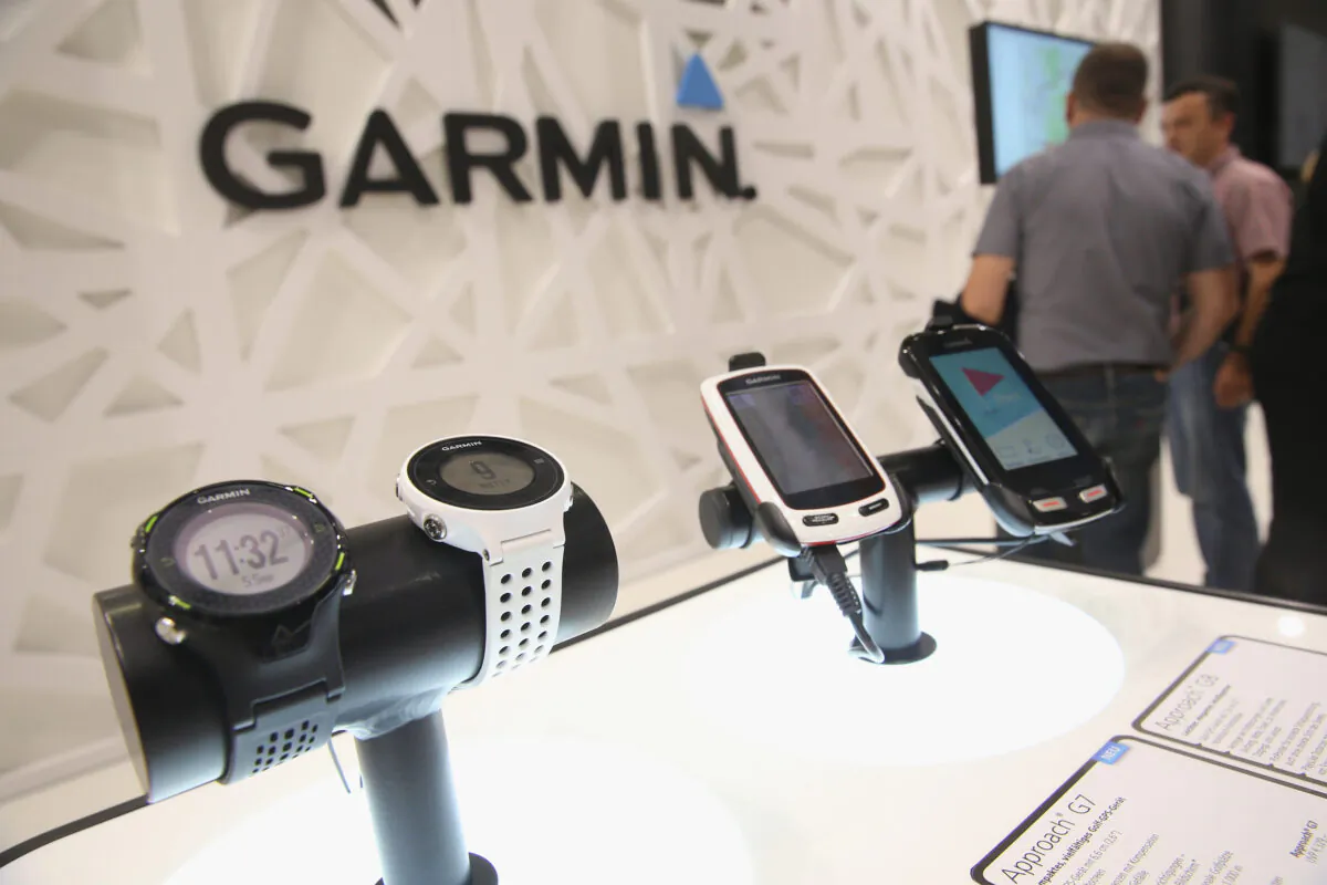 Garmin GPS devices designed for golfers on display at the 2014 IFA home electronics and appliances trade fair in Berlin, on Sept. 5, 2014. (Sean Gallup/Getty Images)