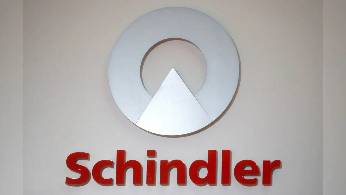 The logo of Swiss elevator maker Schindler in Zurich, on Feb. 14, 2020. (Arnd Wiegmann/Reuters)