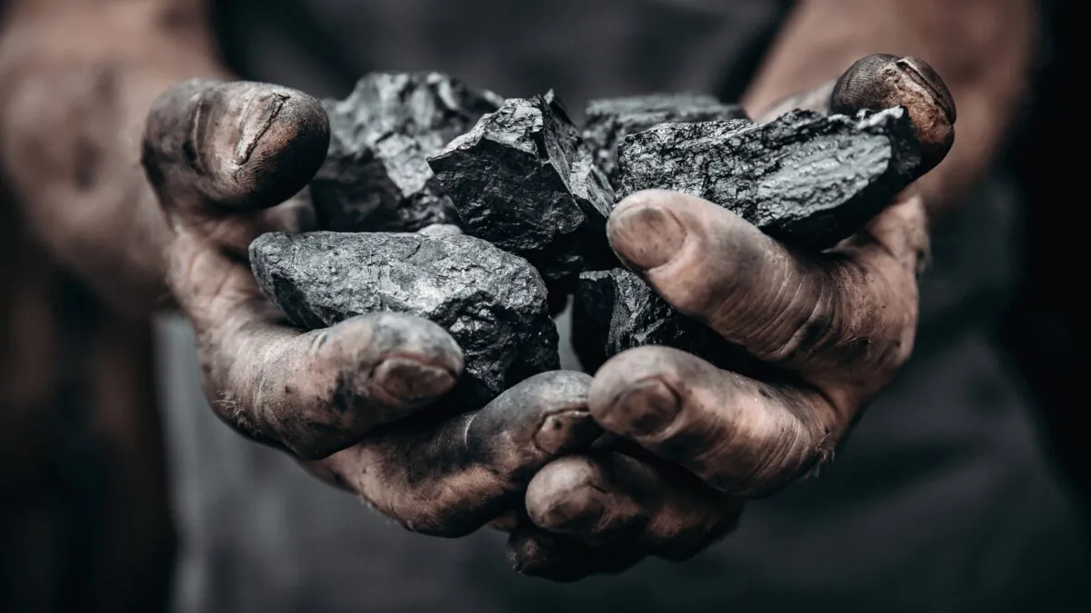 Miner holds coal. (Parilov/Adobe Stock)