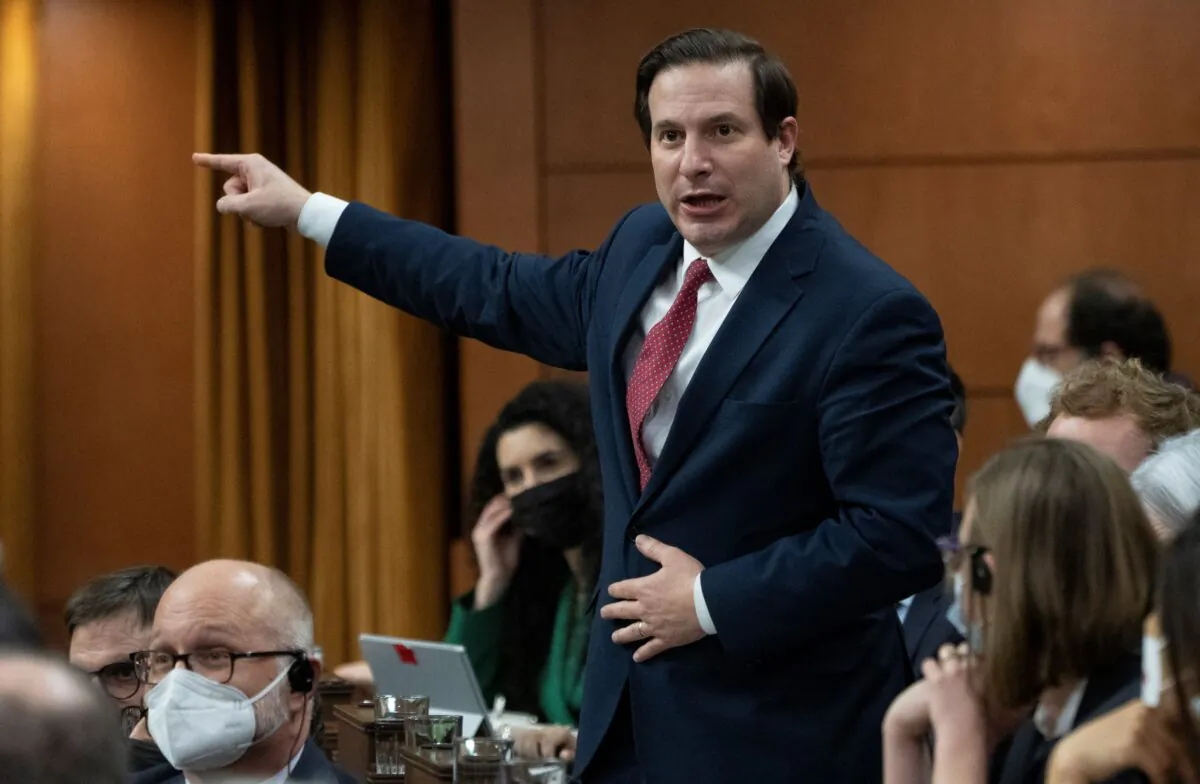Public Safety Minister Marco Mendicino rises during question period in the House of Commons in Ottawa on Feb. 17, 2022. (The Canadian Press/Adrian Wyld)