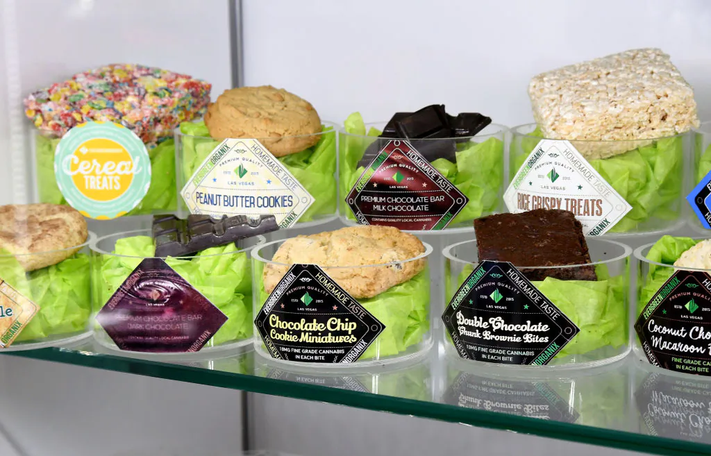 Edible cannabis products are displayed at Essence Vegas Cannabis Dispensary before the midnight start of recreational marijuana sales in Las Vegas, Nevada on June 30, 2017. The next day, Nevada joined seven other states allowing recreational marijuana.  (Ethan Miller/Getty Images)