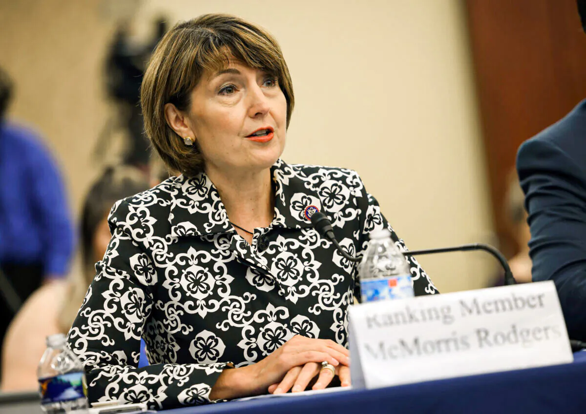 Rep. Cathy McMorris Rodgers (R-Wash.) testifies during a Republican-led forum on the origins of the COVID-19 virus at the U.S. Capitol in Washington, D.C., on June 29, 2021. (Kevin Dietsch/Getty Images)
