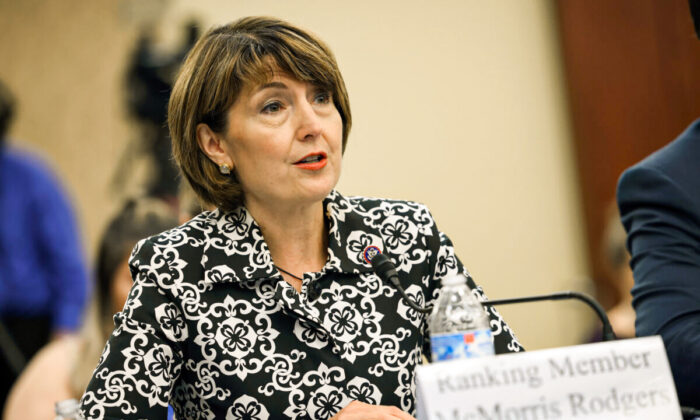 U.S. Rep. Cathy McMorris Rodgers (R-Wash.) testifies during a Republican-led forum on the origins of the COVID-19 virus at the U.S. Capitol in Washington, D.C., on June 29, 2021. (Kevin Dietsch/Getty Images)