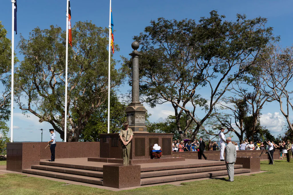 Prince Charles lays a wreath at the Cenotaph to commemorate Australian servicemen and women at  Bicentennial Park in Darwin, Australia on April 10, 2018 . (Photo by Brook Mitchell/Getty Images)