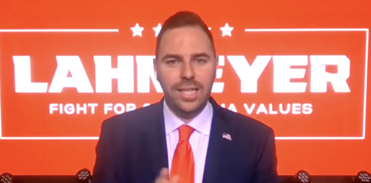 U.S. Senate candidate Jackson Lahmeyer on NTD's Capitol Report, on Feb. 17, 2022, in a still from video. (NTD/Screenshot via The Epoch Times)