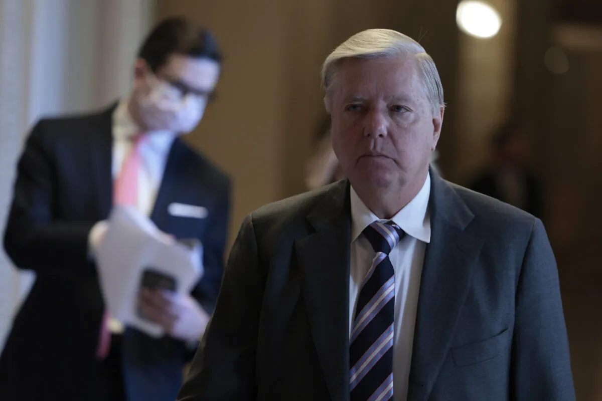 Sen. Lindsey Graham (R-S.C.) walks on Capitol Hill in Washington in a file image. (Anna Moneymaker/Getty Images)