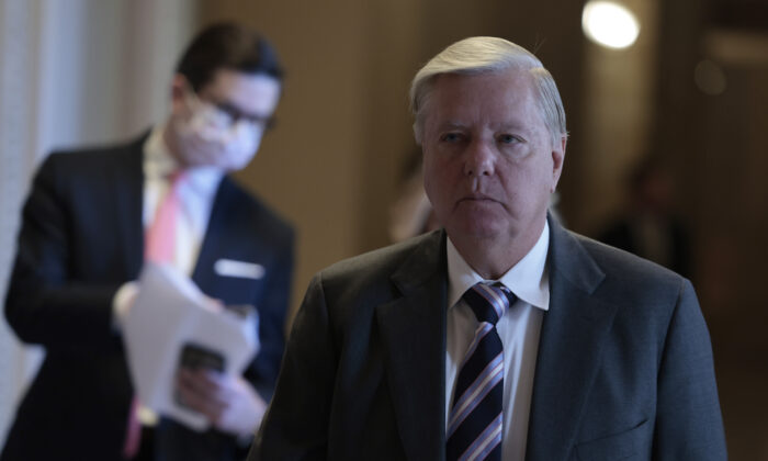 Sen. Lindsey Graham (R-S.C.) walks on Capitol Hill in Washington in a file image. (Anna Moneymaker/Getty Images)