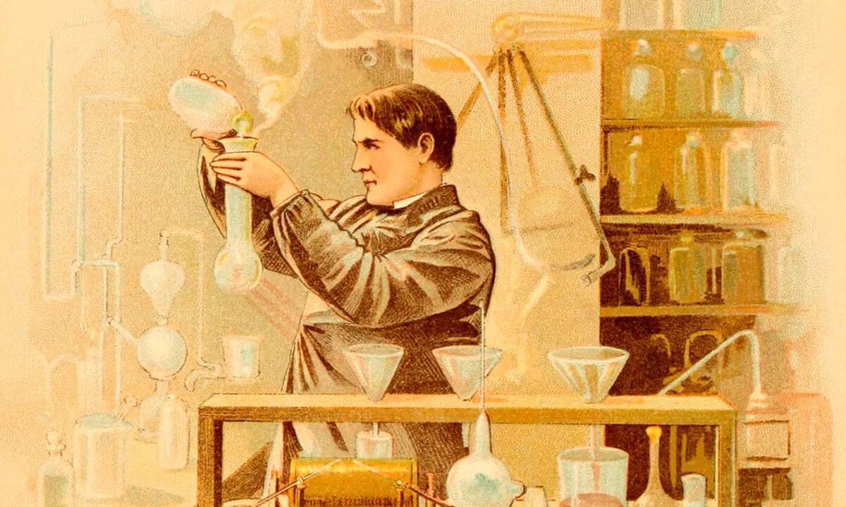 Thomas A. Edison (1847-1931), in his Menlo Park, New Jersey research laboratory. Ca. 1880.
(Everett Collection/Shutterstock)