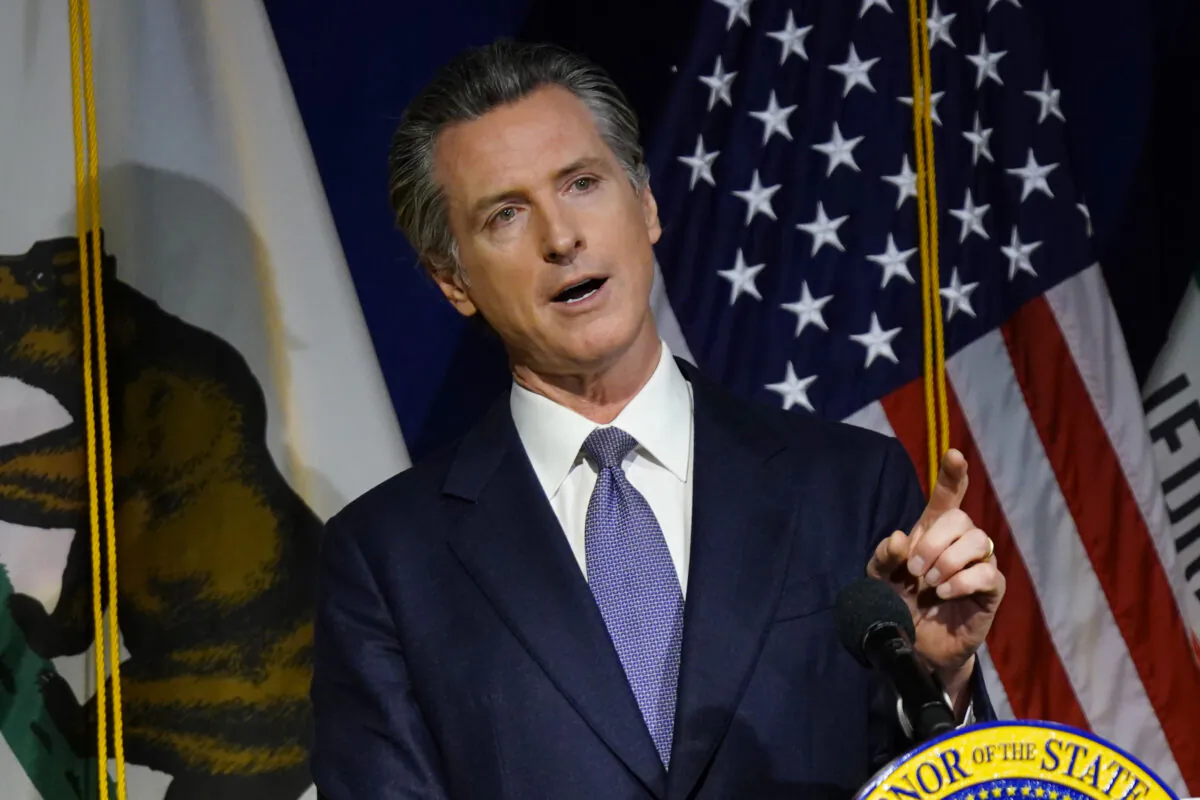 California Gov. Gavin Newsom speaks during a news conference in Sacramento, Calif., on Jan. 10, 2022. (Rich Pedroncelli/AP Photo)
