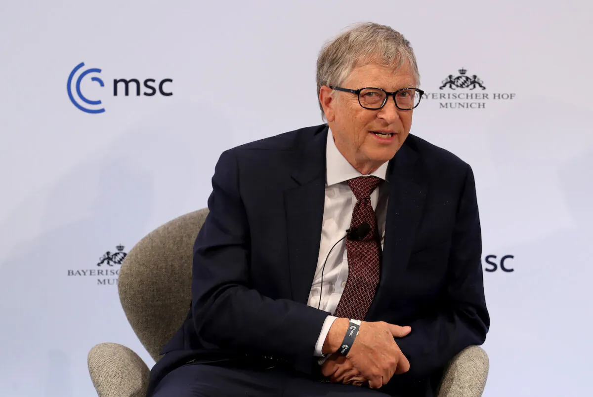 Bill Gates speaks during a panel discussion at the 2022 Munich Security Conference in Germany on Feb. 18, 2022. (Alexandra Beier/Getty Images)