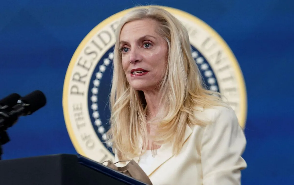 Federal Reserve board member Lael Brainard speaks after she was nominated by President Joe Biden to serve as vice chair of the Fed, in the Eisenhower Executive Office Building’s South Court Auditorium at the White House in Washington, on Nov. 22, 2021. (Kevin Lamarque/Reuters)