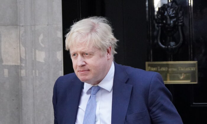 Undated photo showing Prime Minister Boris Johnson leaves 10 Downing Street in London. (Jonathan Brady/PA)