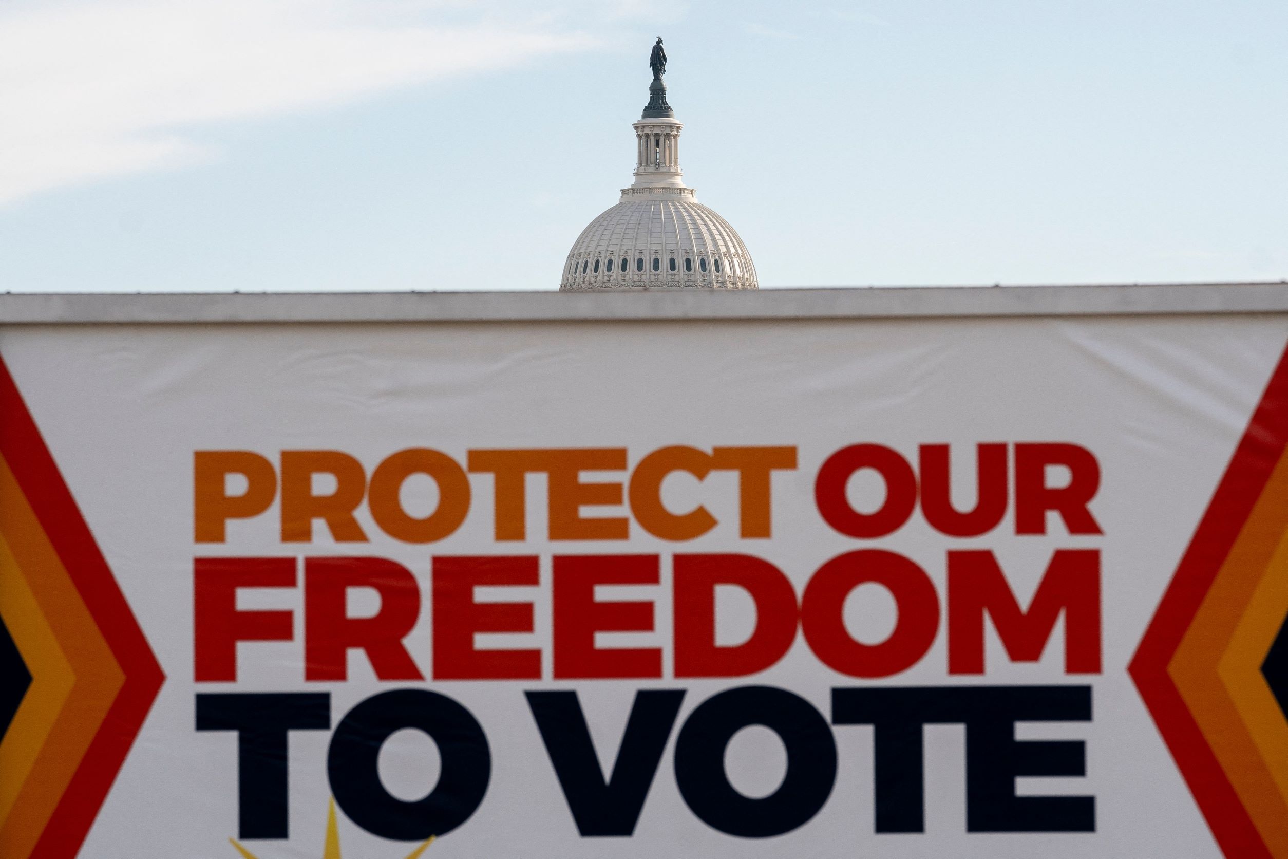 Protect Our Freedom To Vote in front of the U.S. Capitol