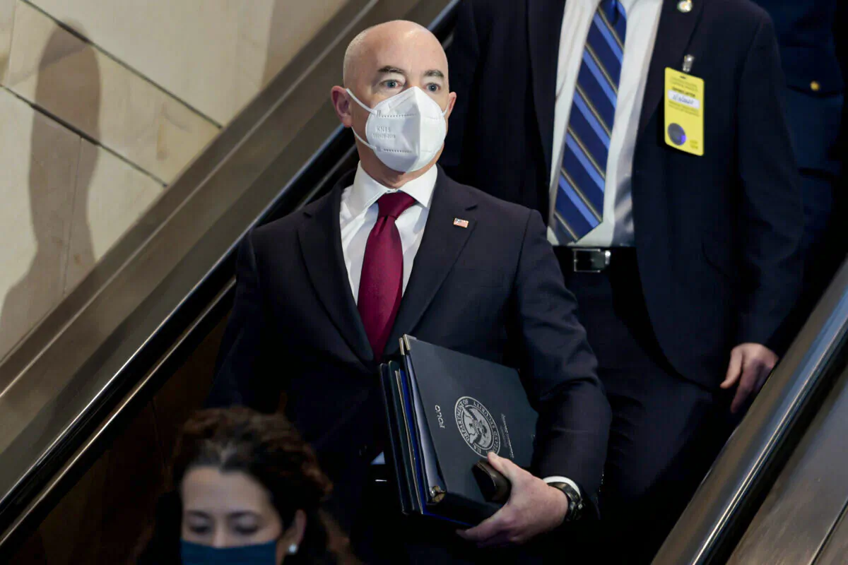 Homeland Secretary Alejandro Mayorkas in Washington on Feb. 3, 2022. (Anna Moneymaker/Getty Images)