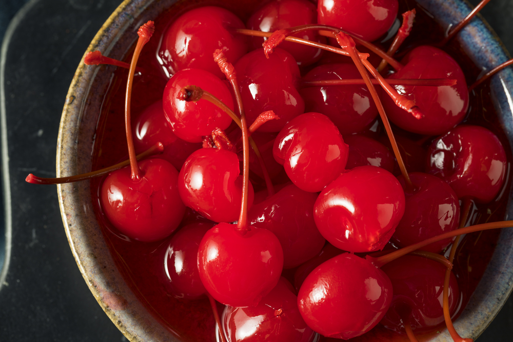 Sweet,Red,Maraschino,Cherries,In,Sticky,Syrup