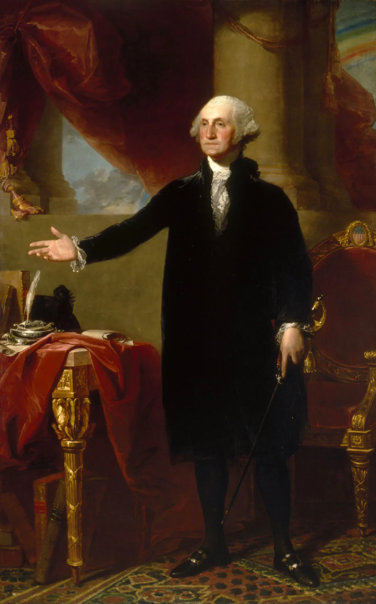 “George Washington (Lansdowne Portrait)” by Gilbert Stuart, 1796. Oil on canvas.  Gift of the Donald W. Reynolds Foundation. National Portrait Gallery (Public Domain)