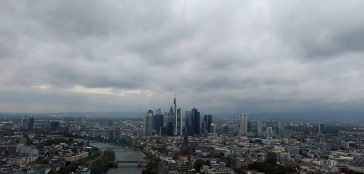 The skyline of the banking district is pictured in Frankfurt, on Oct. 21, 2014. (Ralph Orlowski/Reuters)