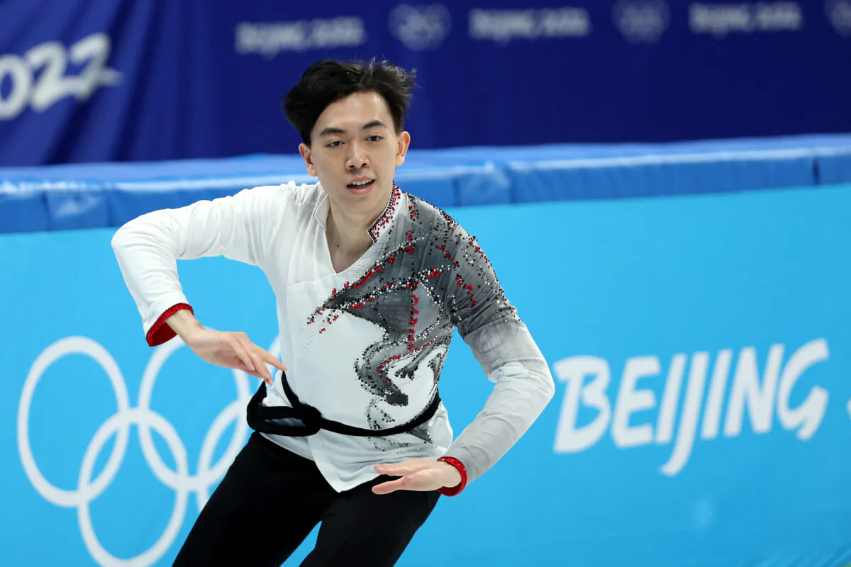 Vincent Zhou of Team United States skates during the Men Single Skating Free Skating Team Event on day two of the 2022 Beijing Winter Olympic Games at Capital Indoor Stadium in Beijing on Feb. 6, 2022. (Harry How/Getty Images)