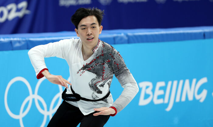 Vincent Zhou of Team United States skates during the Men Single Skating Free Skating Team Event on day two of the 2022 Beijing Winter Olympic Games at Capital Indoor Stadium in Beijing on Feb. 6, 2022. (Harry How/Getty Images)
