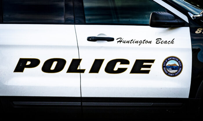 A Huntington Beach Police vehicle in Huntington Beach, Calif., on Nov. 12, 2020. (John Fredricks/The Epoch Times)