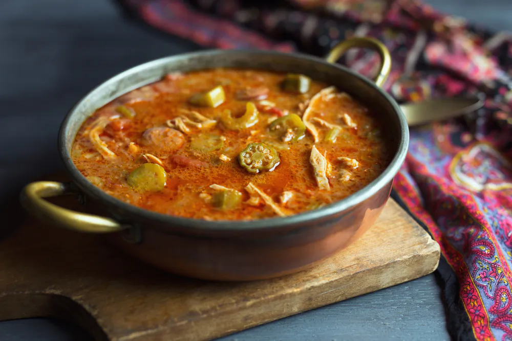 Key elements of gumbo come from many sources, making it a common metaphor for the blending of cultures in New Orleans. (Aimee Lee Studios/Shutterstock)